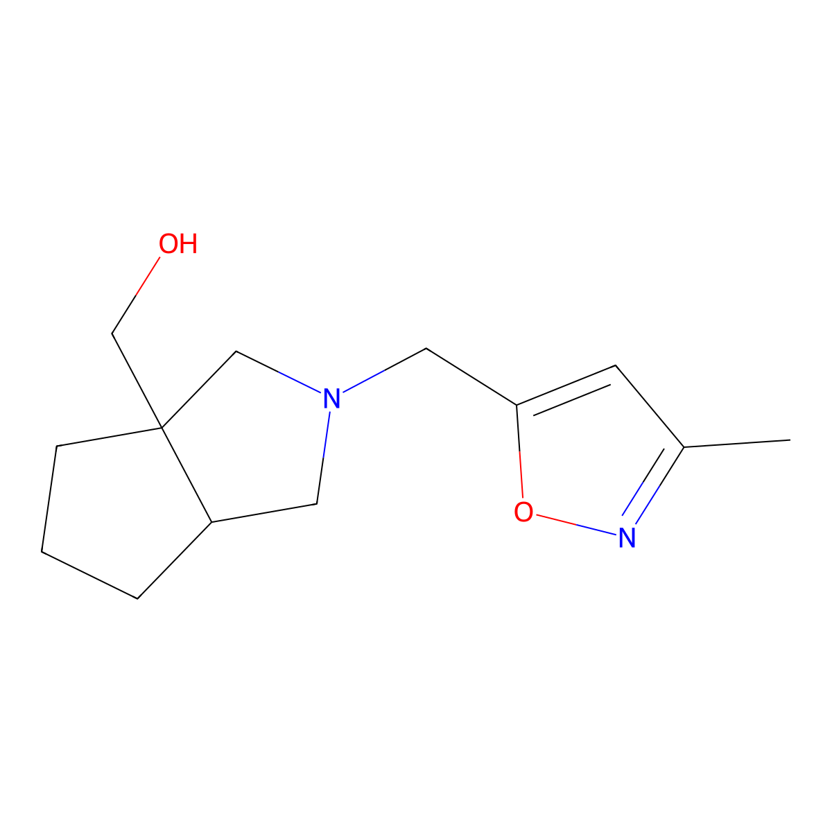 {2-[(3-Methyl-1,2-oxazol-5-yl)methyl]-octahydrocyclopenta[c]pyrrol-3a-yl}methanol molecular structure, CAS 2640861-59-0