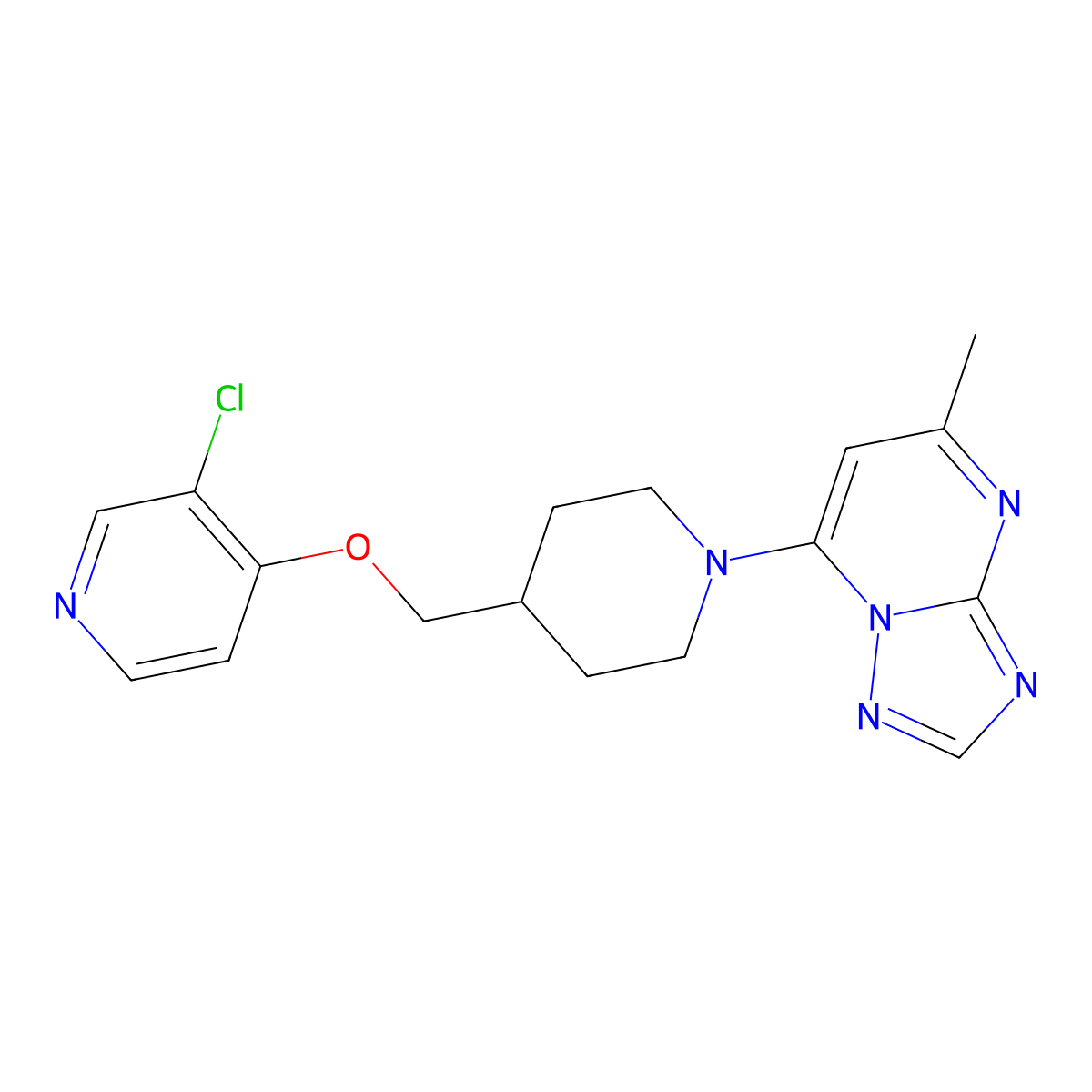 3-Chloro-4-[(1-{5-methyl-[1,2,4]triazolo[1,5-a]pyrimidin-7-yl}piperidin-4-yl)methoxy]pyridine molecular structure, CAS 2640861-85-2