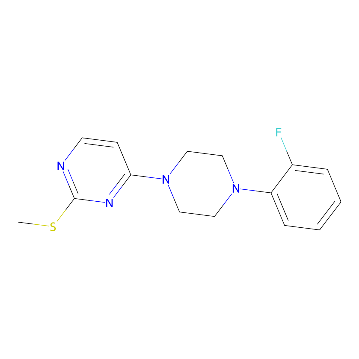 4-[4-(2-Fluorophenyl)piperazin-1-yl]-2-(methylsulfanyl)pyrimidine molecular structure, CAS 2640861-91-0
