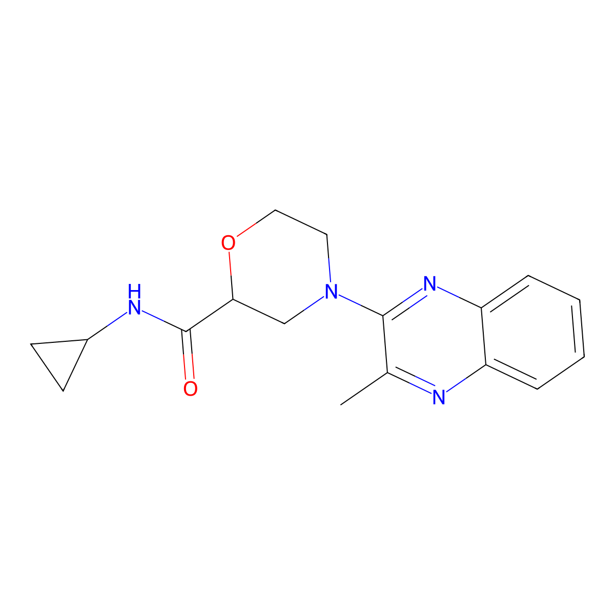 N-cyclopropyl-4-(3-methylquinoxalin-2-yl)morpholine-2-carboxamide molecular structure, CAS 2640861-93-2