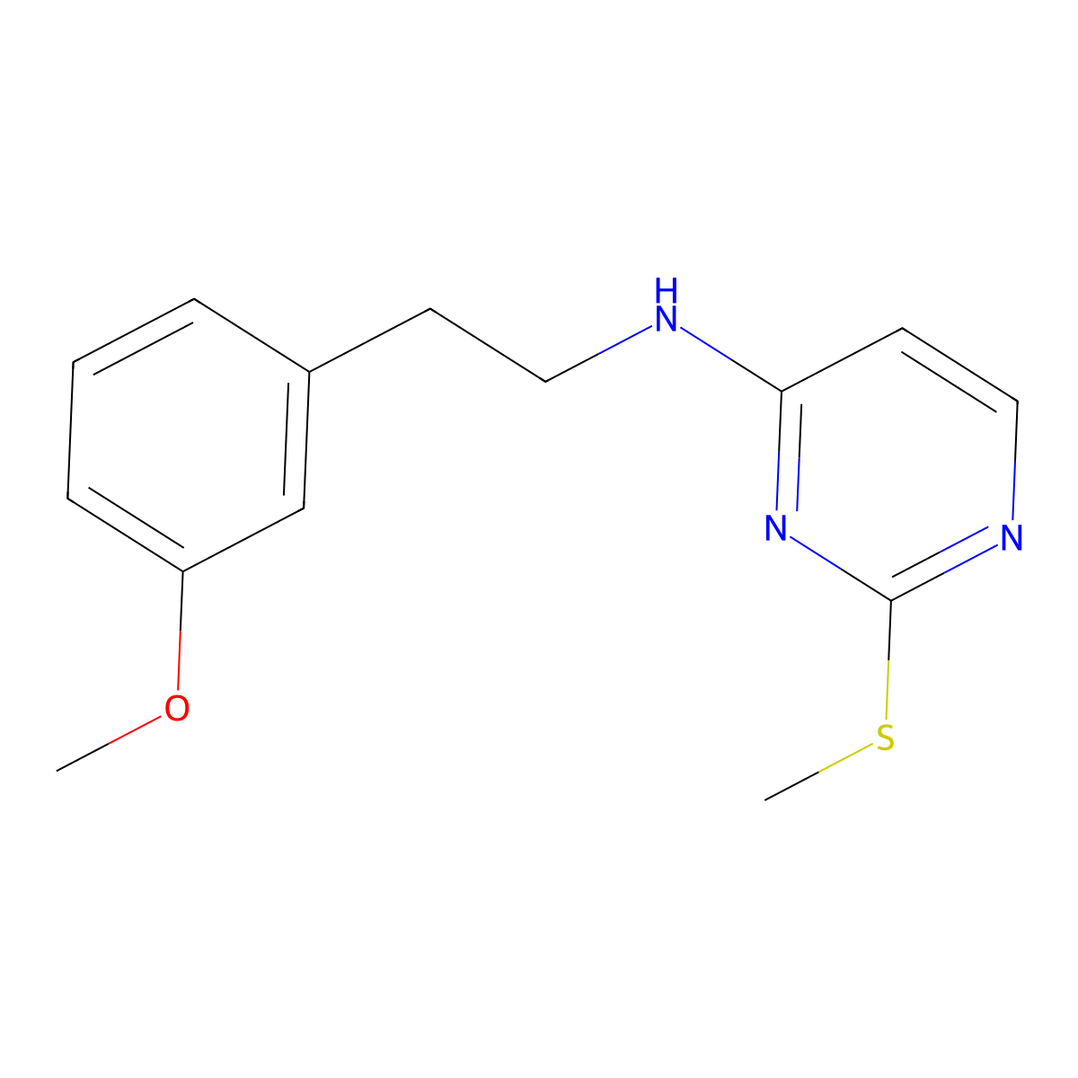N-[2-(3-methoxyphenyl)ethyl]-2-(methylsulfanyl)pyrimidin-4-amine molecular structure, CAS 2640862-11-7