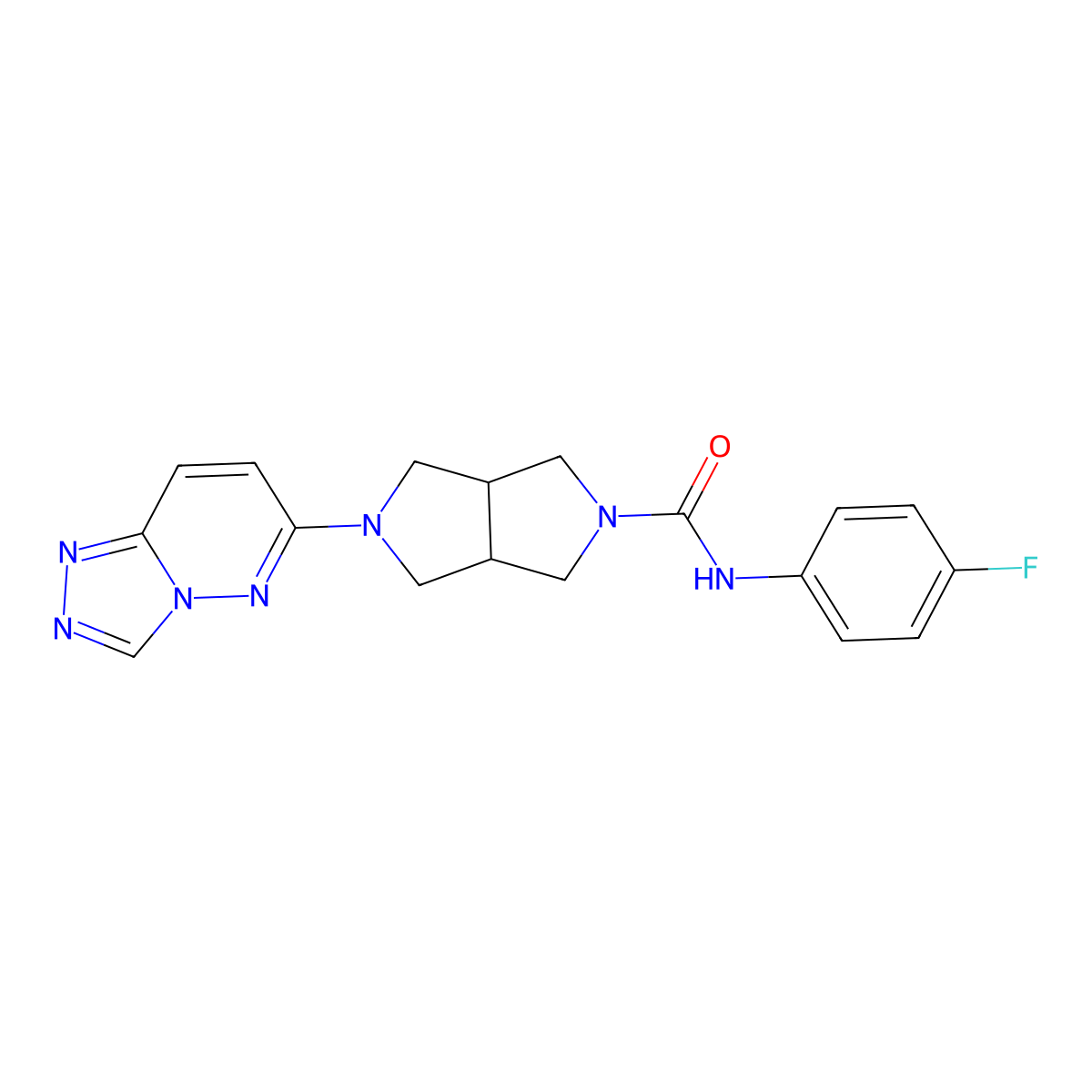 N-(4-fluorophenyl)-5-{[1,2,4]triazolo[4,3-b]pyridazin-6-yl}-octahydropyrrolo[3,4-c]pyrrole-2-carboxamide molecular structure, CAS 2640862-29-7