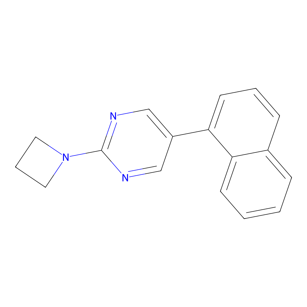 2-(Azetidin-1-yl)-5-(naphthalen-1-yl)pyrimidine molecular structure, CAS 2640862-35-5