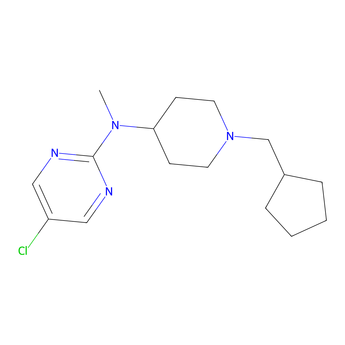 5-chloro-N-[1-(cyclopentylmethyl)piperidin-4-yl]-N-methylpyrimidin-2-amine molecular structure, CAS 2640862-40-2
