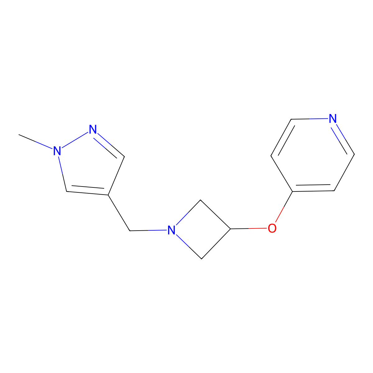 4-({1-[(1-methyl-1H-pyrazol-4-yl)methyl]azetidin-3-yl}oxy)pyridine molecular structure, CAS 2640862-61-7