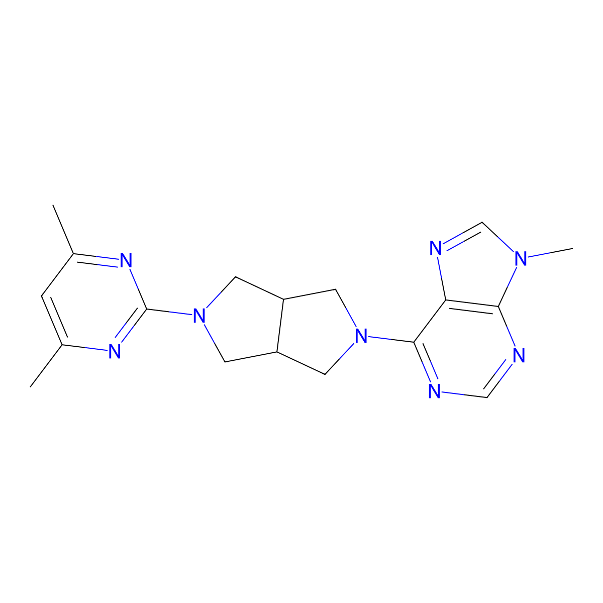 6-[5-(4,6-dimethylpyrimidin-2-yl)-octahydropyrrolo[3,4-c]pyrrol-2-yl]-9-methyl-9H-purine molecular structure, CAS 2640862-69-5