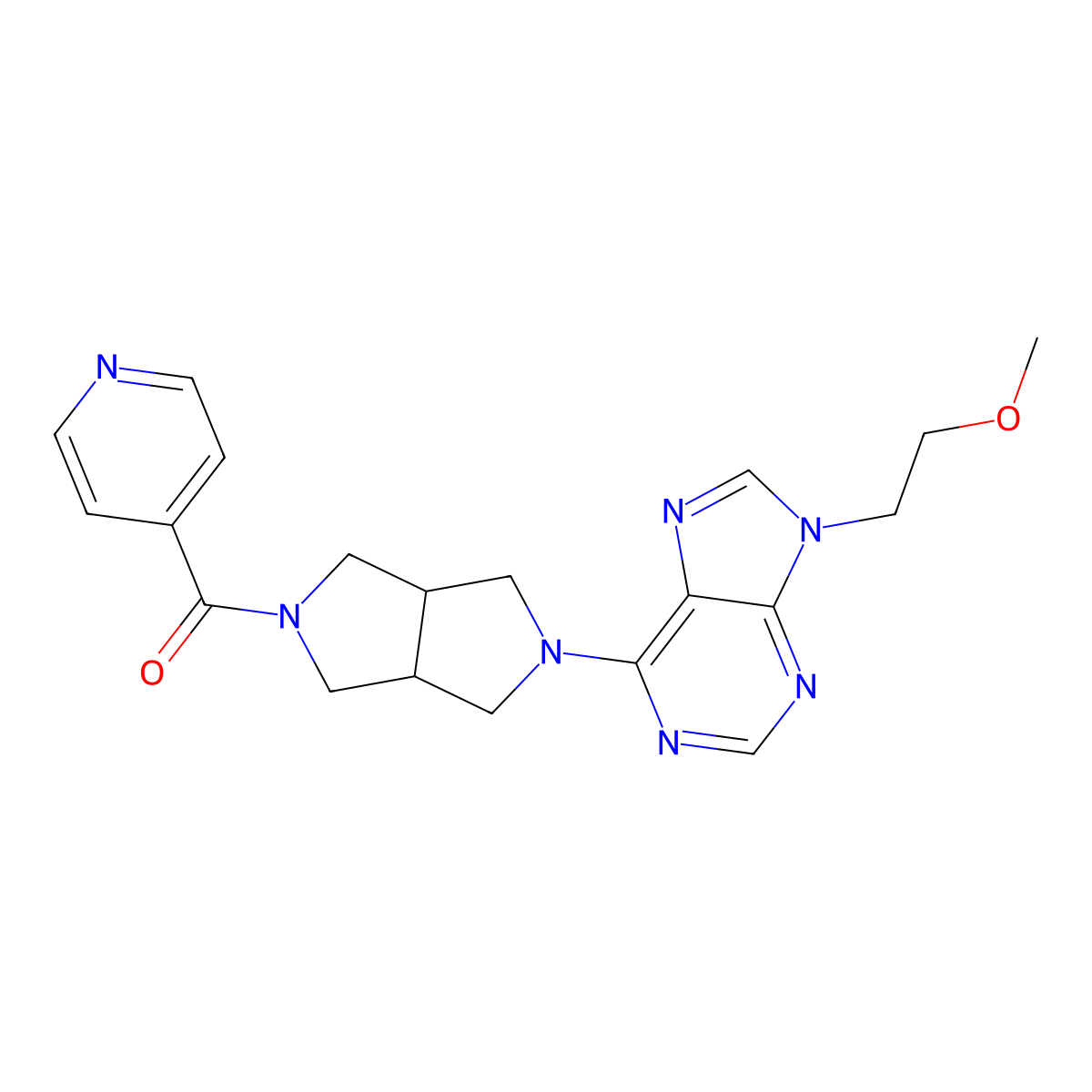 9-(2-methoxyethyl)-6-[5-(pyridine-4-carbonyl)-octahydropyrrolo[3,4-c]pyrrol-2-yl]-9H-purine molecular structure, CAS 2640862-82-2