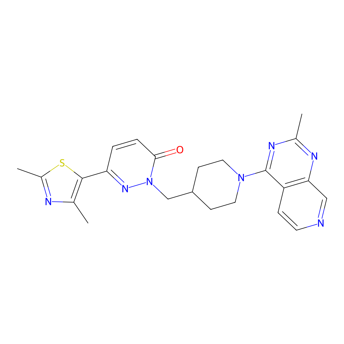 6-(2,4-Dimethyl-1,3-thiazol-5-yl)-2-[(1-{2-methylpyrido[3,4-d]pyrimidin-4-yl}piperidin-4-yl)methyl]-2,3-dihydropyridazin-3-one molecular structure, CAS 2640862-86-6