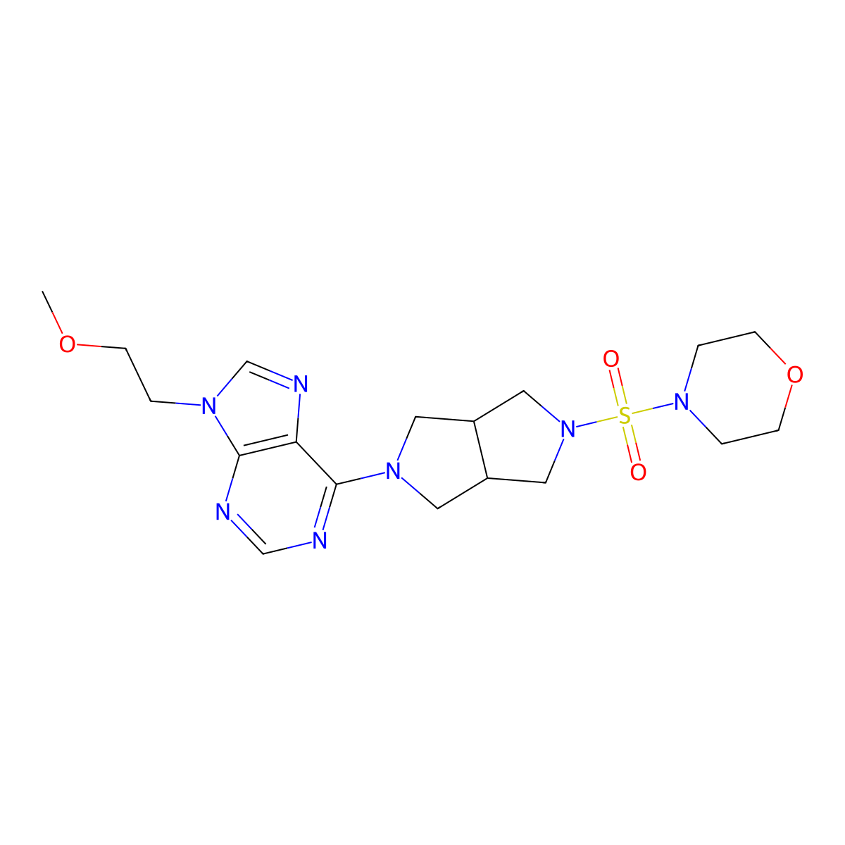 9-(2-methoxyethyl)-6-[5-(morpholine-4-sulfonyl)-octahydropyrrolo[3,4-c]pyrrol-2-yl]-9H-purine molecular structure, CAS 2640862-87-7