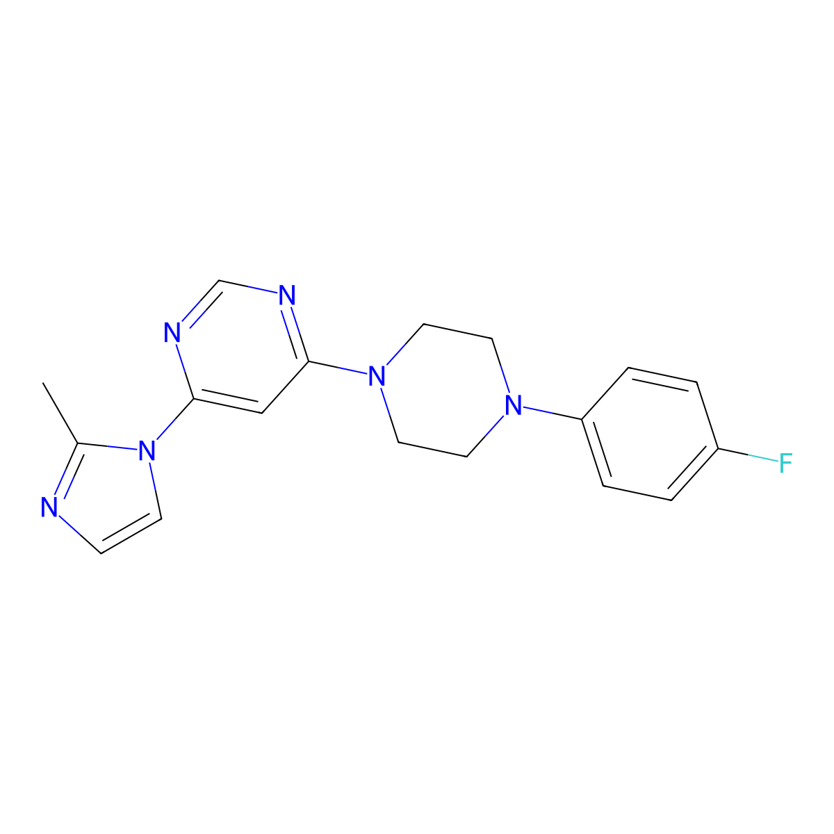 4-[4-(4-fluorophenyl)piperazin-1-yl]-6-(2-methyl-1H-imidazol-1-yl)pyrimidine molecular structure, CAS 2640862-96-8