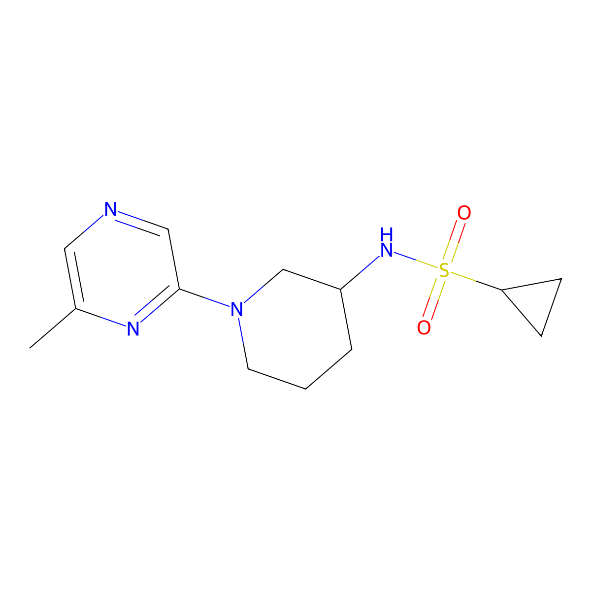 N-[1-(6-methylpyrazin-2-yl)piperidin-3-yl]cyclopropanesulfonamide molecular structure, CAS 2640862-97-9