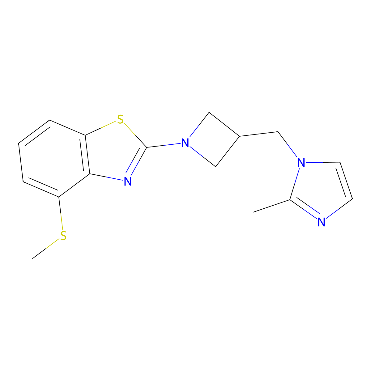 2-{3-[(2-methyl-1H-imidazol-1-yl)methyl]azetidin-1-yl}-4-(methylsulfanyl)-1,3-benzothiazole molecular structure, CAS 2640862-99-1