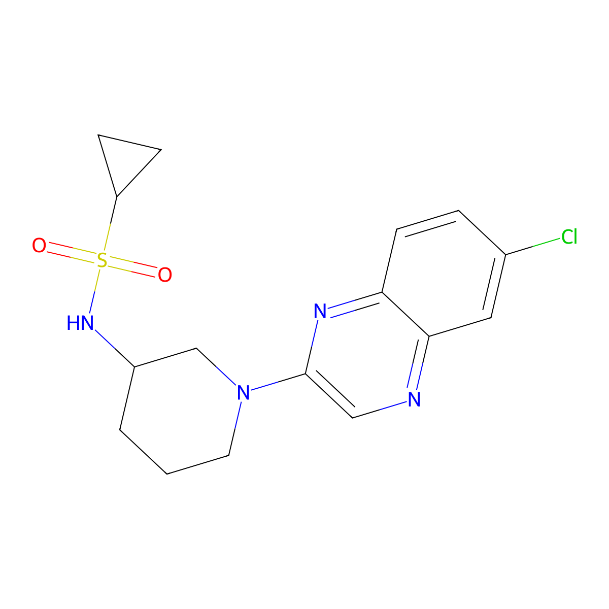 N-[1-(6-chloroquinoxalin-2-yl)piperidin-3-yl]cyclopropanesulfonamide molecular structure, CAS 2640863-16-5