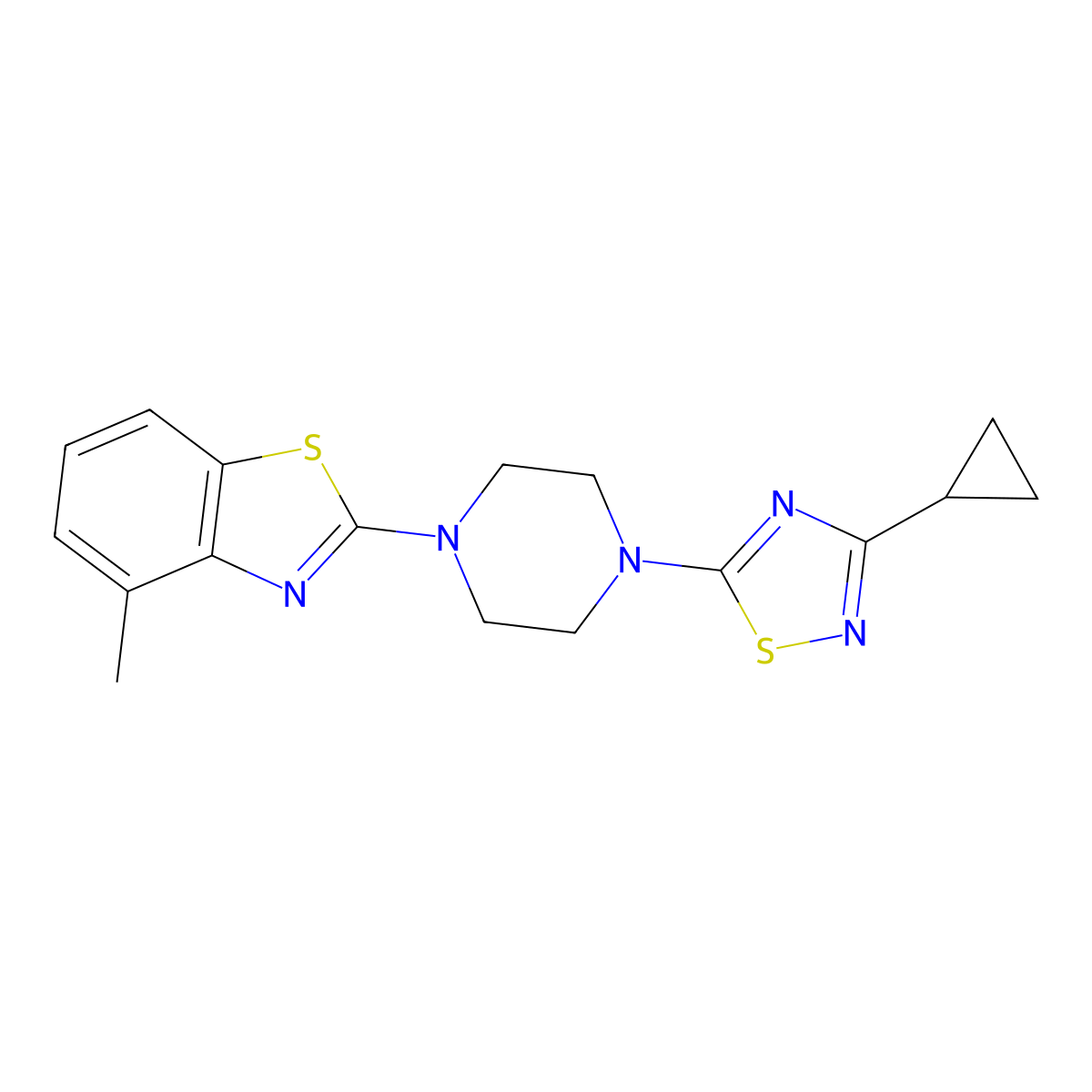 2-[4-(3-Cyclopropyl-1,2,4-thiadiazol-5-yl)piperazin-1-yl]-4-methyl-1,3-benzothiazole molecular structure, CAS 2640863-17-6