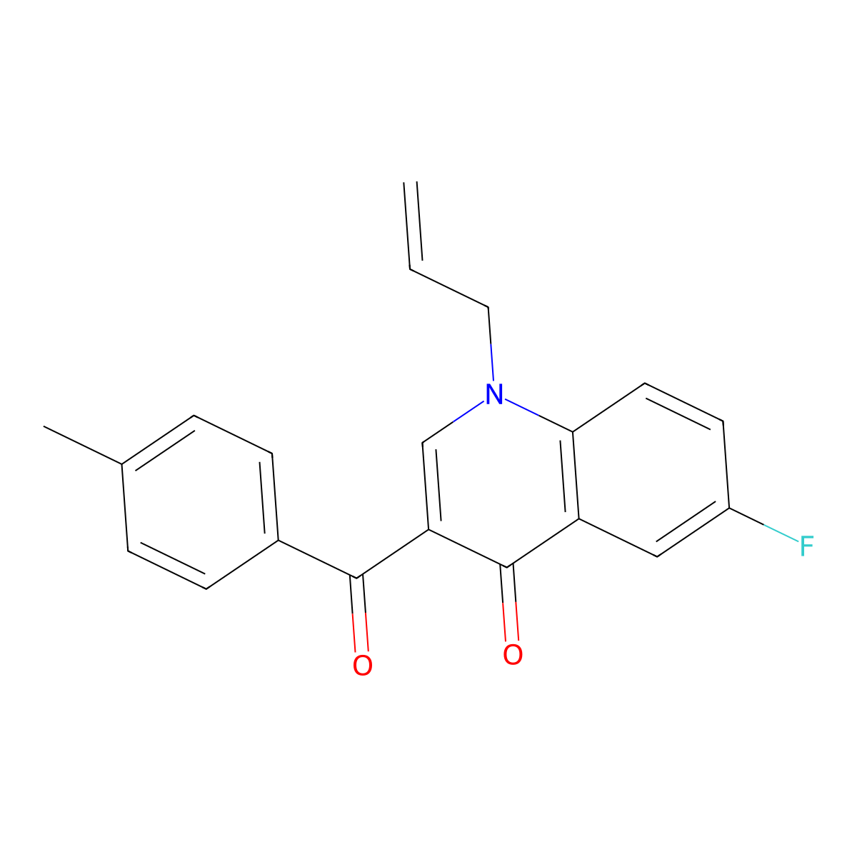 6-Fluoro-3-(4-methylbenzoyl)-1-(prop-2-en-1-yl)-1,4-dihydroquinolin-4-one molecular structure, CAS 2640863-20-1