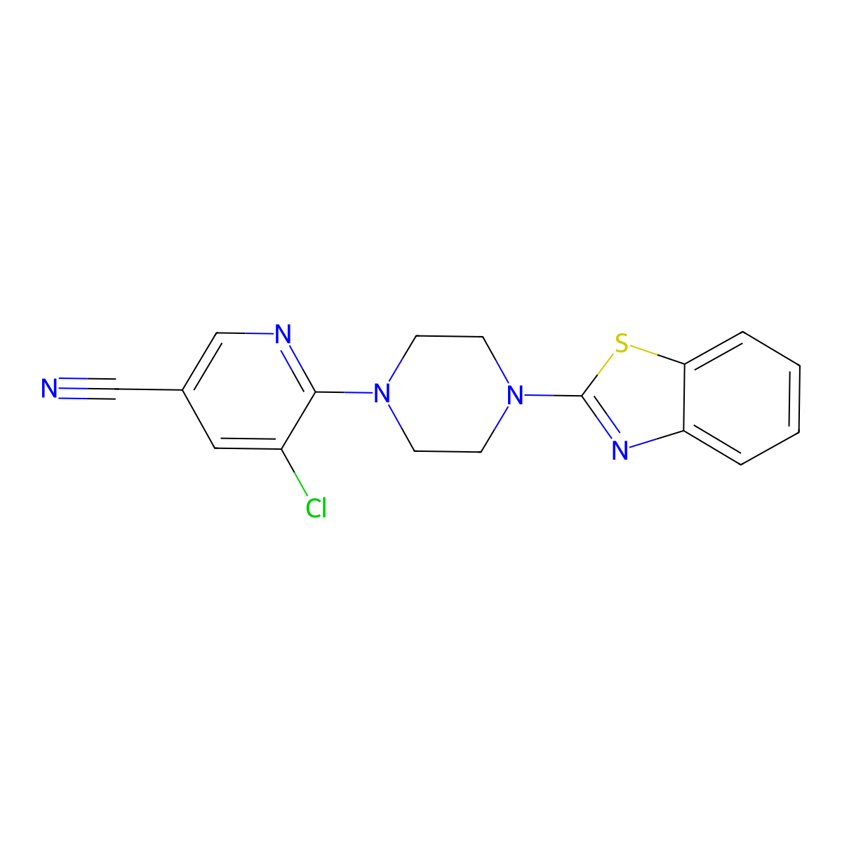 6-[4-(1,3-Benzothiazol-2-yl)piperazin-1-yl]-5-chloropyridine-3-carbonitrile molecular structure, CAS 2640863-27-8