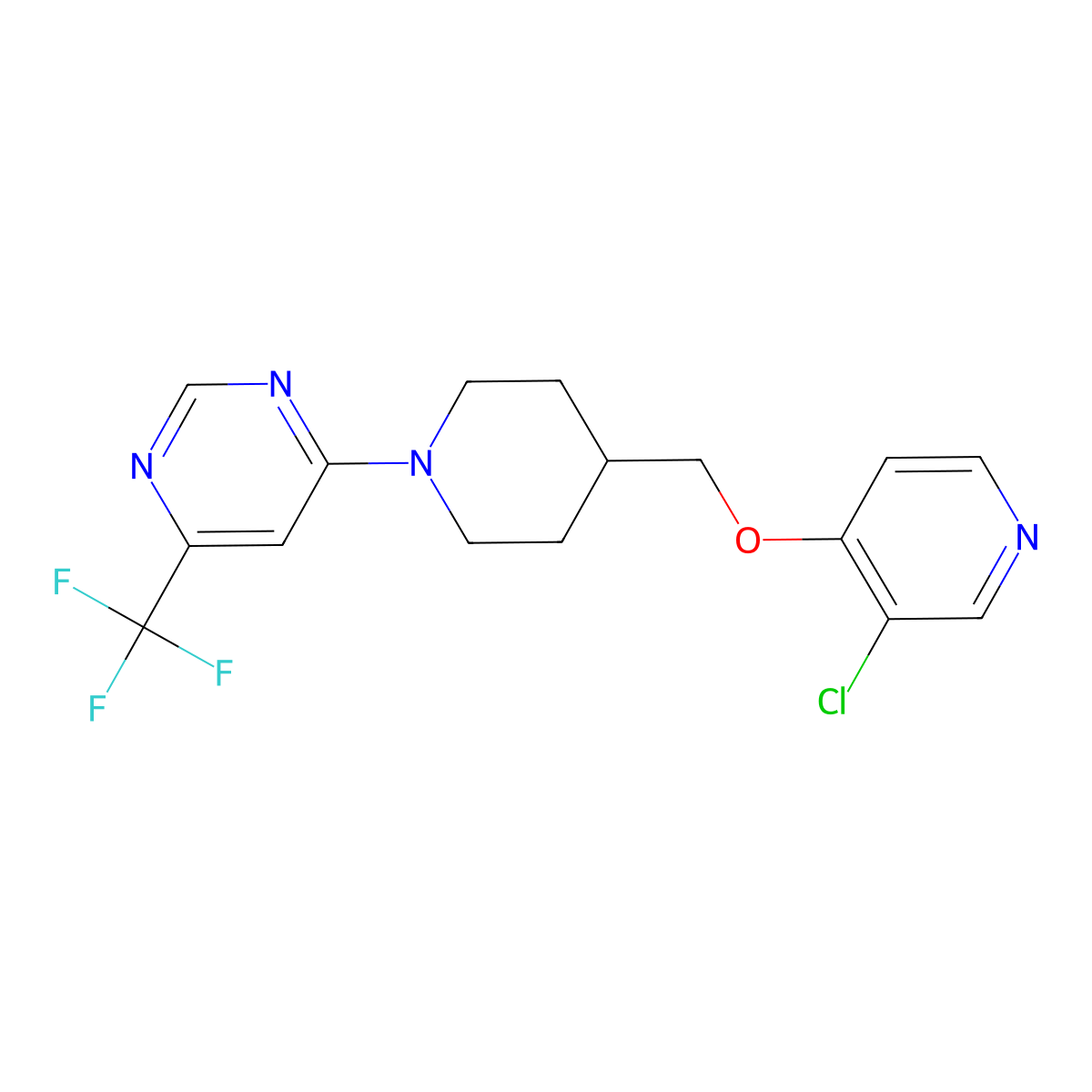 4-(4-{[(3-Chloropyridin-4-yl)oxy]methyl}piperidin-1-yl)-6-(trifluoromethyl)pyrimidine molecular structure, CAS 2640863-31-4