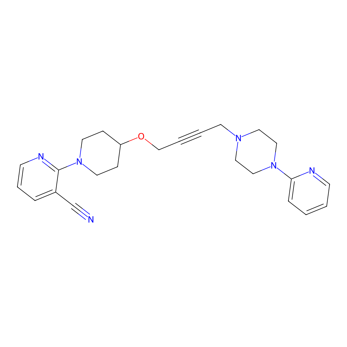 2-[4-({4-[4-(Pyridin-2-yl)piperazin-1-yl]but-2-yn-1-yl}oxy)piperidin-1-yl]pyridine-3-carbonitrile molecular structure, CAS 2640863-39-2