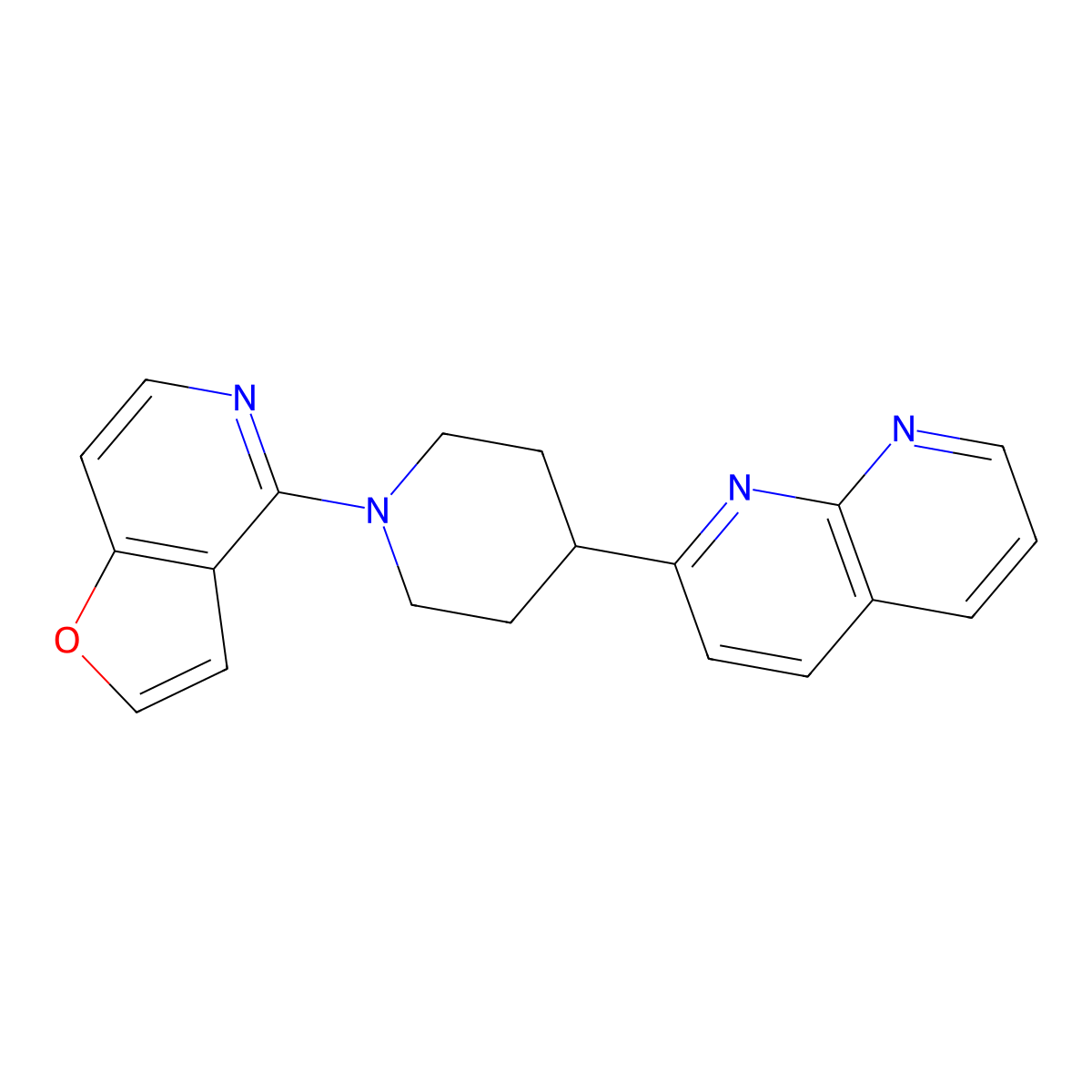2-(1-{Furo[3,2-c]pyridin-4-yl}piperidin-4-yl)-1,8-naphthyridine molecular structure, CAS 2640863-52-9
