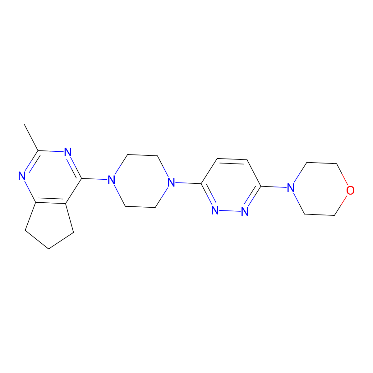 4-[6-(4-{2-methyl-5H,6H,7H-cyclopenta[d]pyrimidin-4-yl}piperazin-1-yl)pyridazin-3-yl]morpholine molecular structure, CAS 2640863-56-3