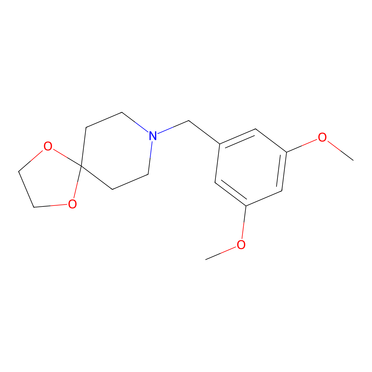 8-[(3,5-Dimethoxyphenyl)methyl]-1,4-dioxa-8-azaspiro[4.5]decane molecular structure, CAS 2640863-57-4