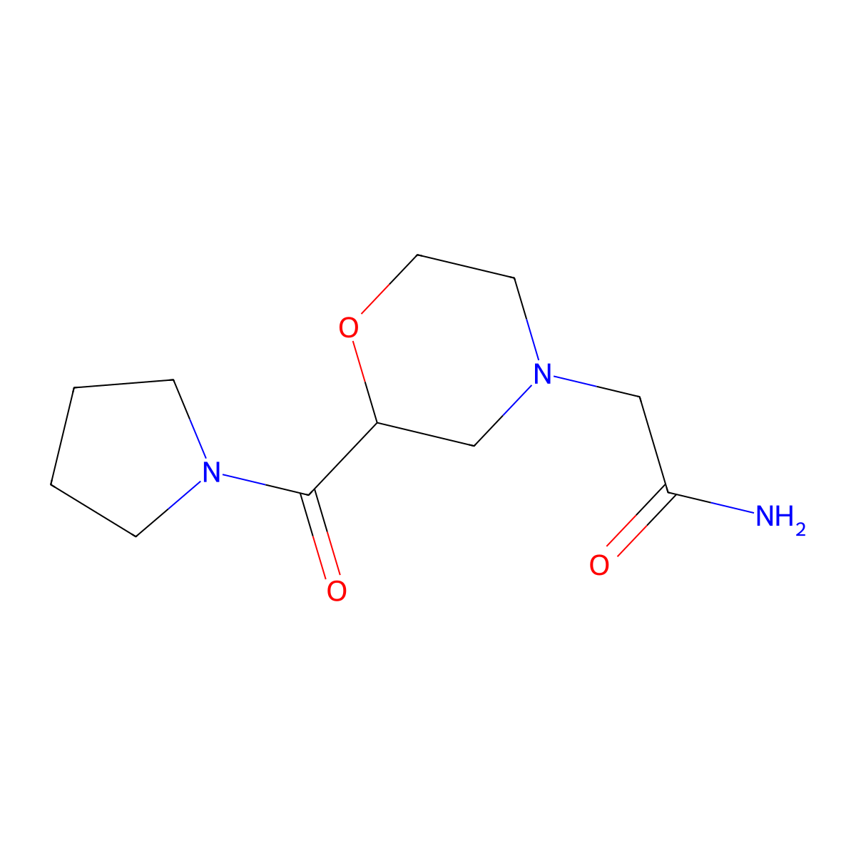 2-[2-(Pyrrolidine-1-carbonyl)morpholin-4-yl]acetamide molecular structure, CAS 2640863-59-6