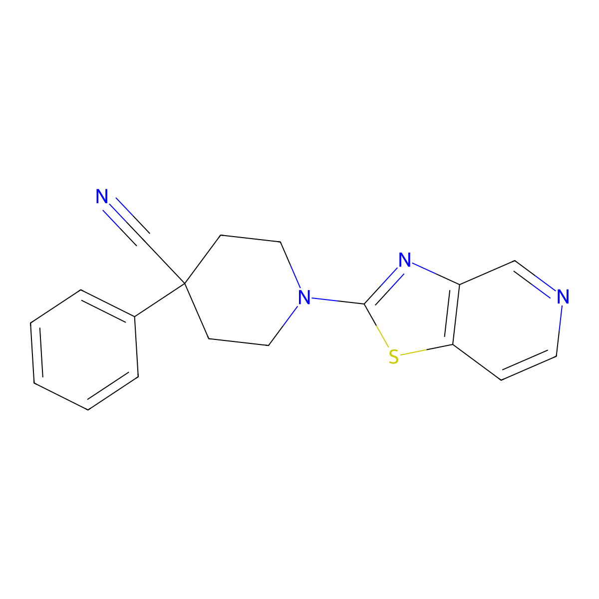 4-Phenyl-1-{[1,3]thiazolo[4,5-c]pyridin-2-yl}piperidine-4-carbonitrile molecular structure, CAS 2640863-61-0