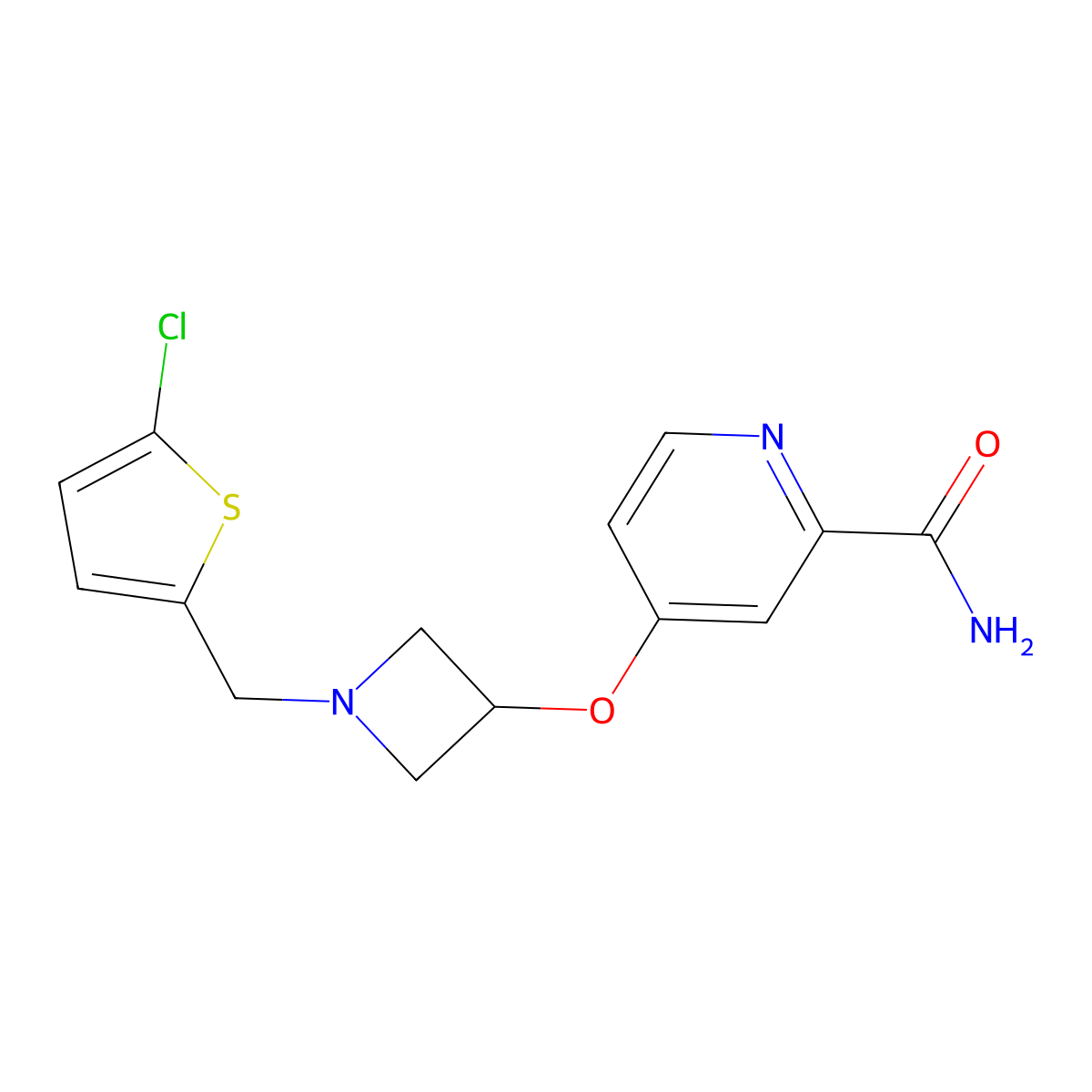 4-({1-[(5-Chlorothiophen-2-yl)methyl]azetidin-3-yl}oxy)pyridine-2-carboxamide molecular structure, CAS 2640863-66-5