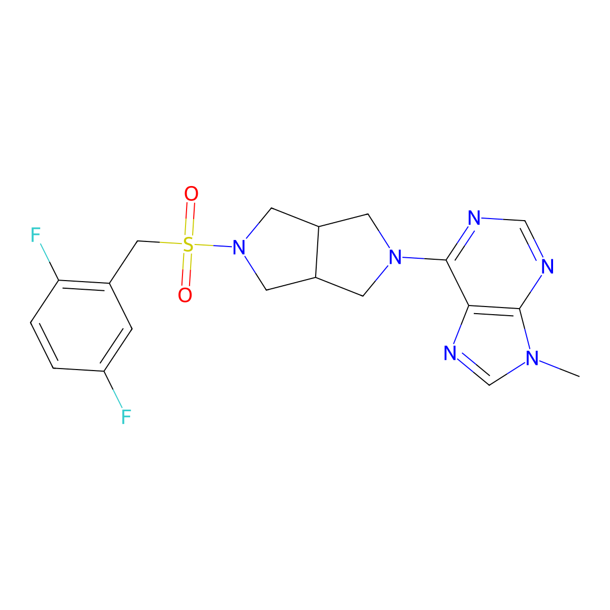6-{5-[(2,5-difluorophenyl)methanesulfonyl]-octahydropyrrolo[3,4-c]pyrrol-2-yl}-9-methyl-9H-purine molecular structure, CAS 2640863-70-1