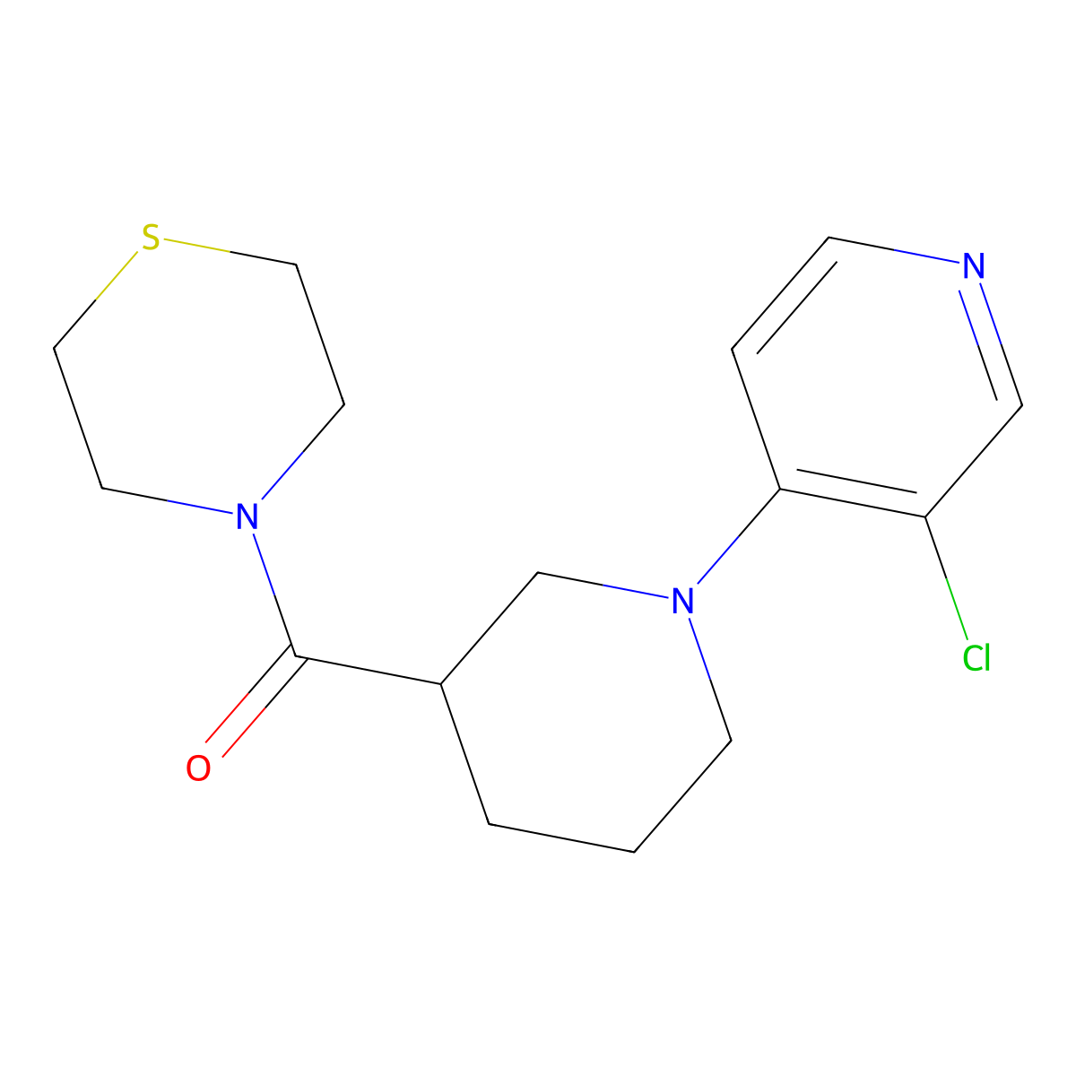 4-[1-(3-Chloropyridin-4-yl)piperidine-3-carbonyl]thiomorpholine molecular structure, CAS 2640863-71-2