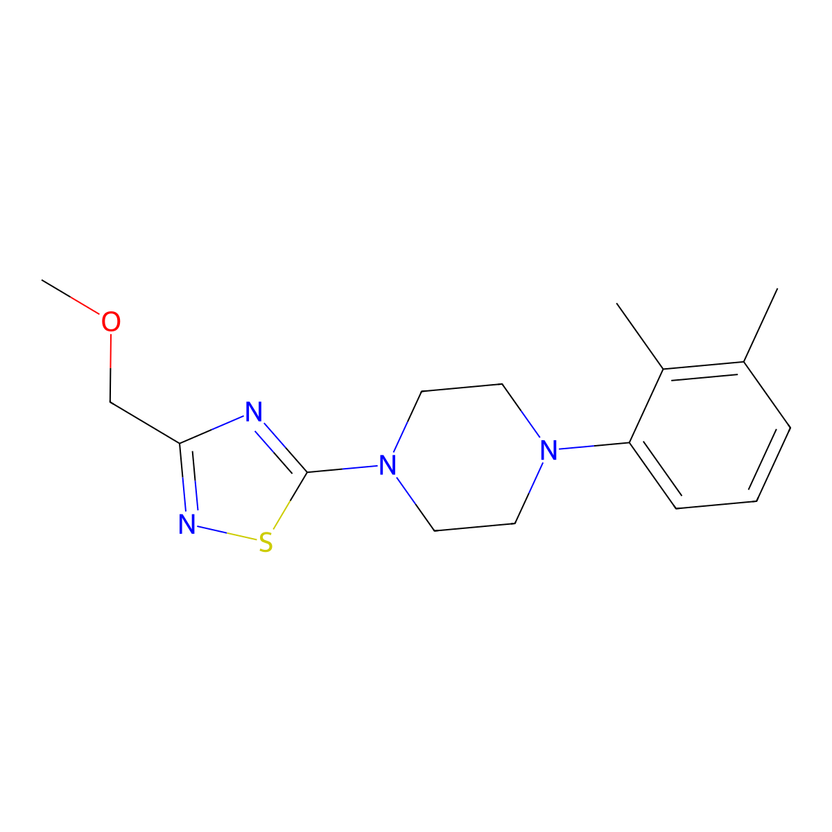 1-(2,3-Dimethylphenyl)-4-[3-(methoxymethyl)-1,2,4-thiadiazol-5-yl]piperazine molecular structure, CAS 2640863-91-6