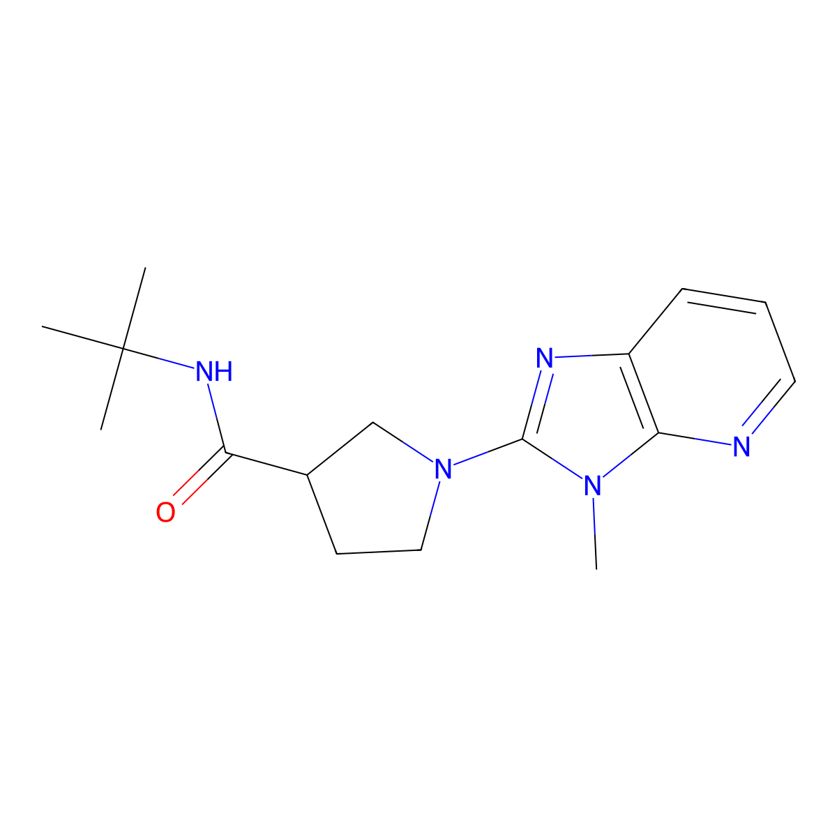 N-tert-butyl-1-{3-methyl-3H-imidazo[4,5-b]pyridin-2-yl}pyrrolidine-3-carboxamide molecular structure, CAS 2640863-94-9