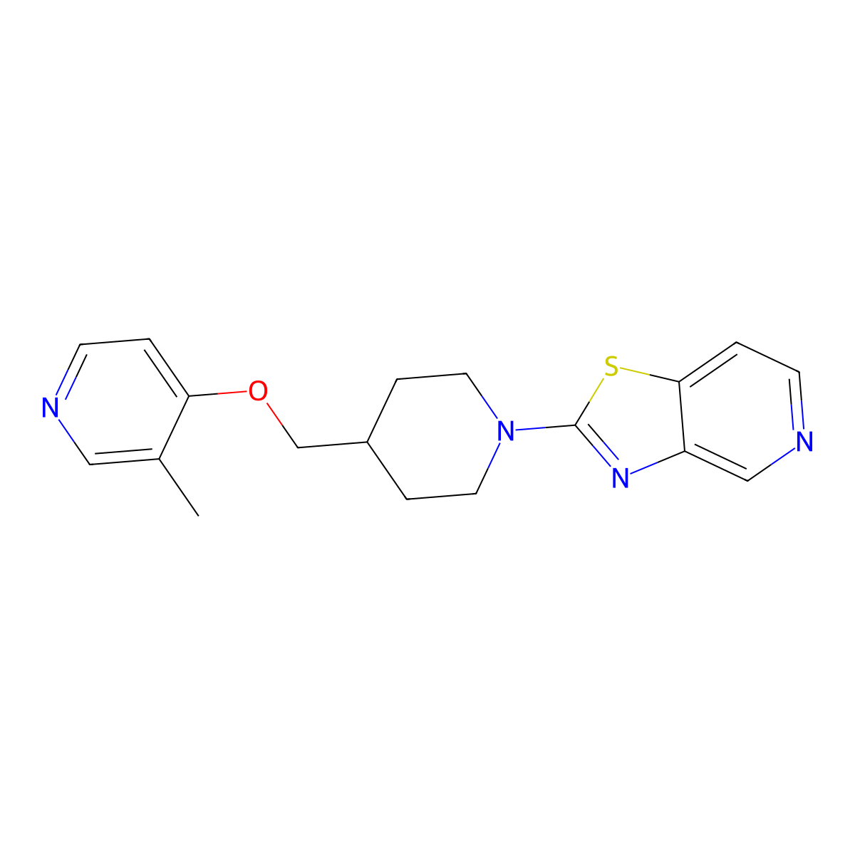 3-Methyl-4-[(1-{[1,3]thiazolo[4,5-c]pyridin-2-yl}piperidin-4-yl)methoxy]pyridine molecular structure, CAS 2640863-95-0