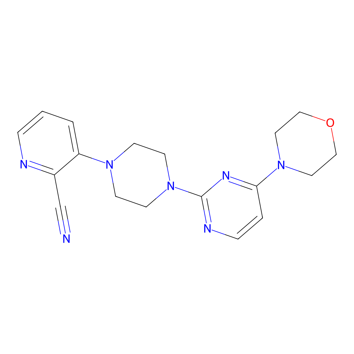 3-{4-[4-(Morpholin-4-yl)pyrimidin-2-yl]piperazin-1-yl}pyridine-2-carbonitrile molecular structure, CAS 2640864-02-2