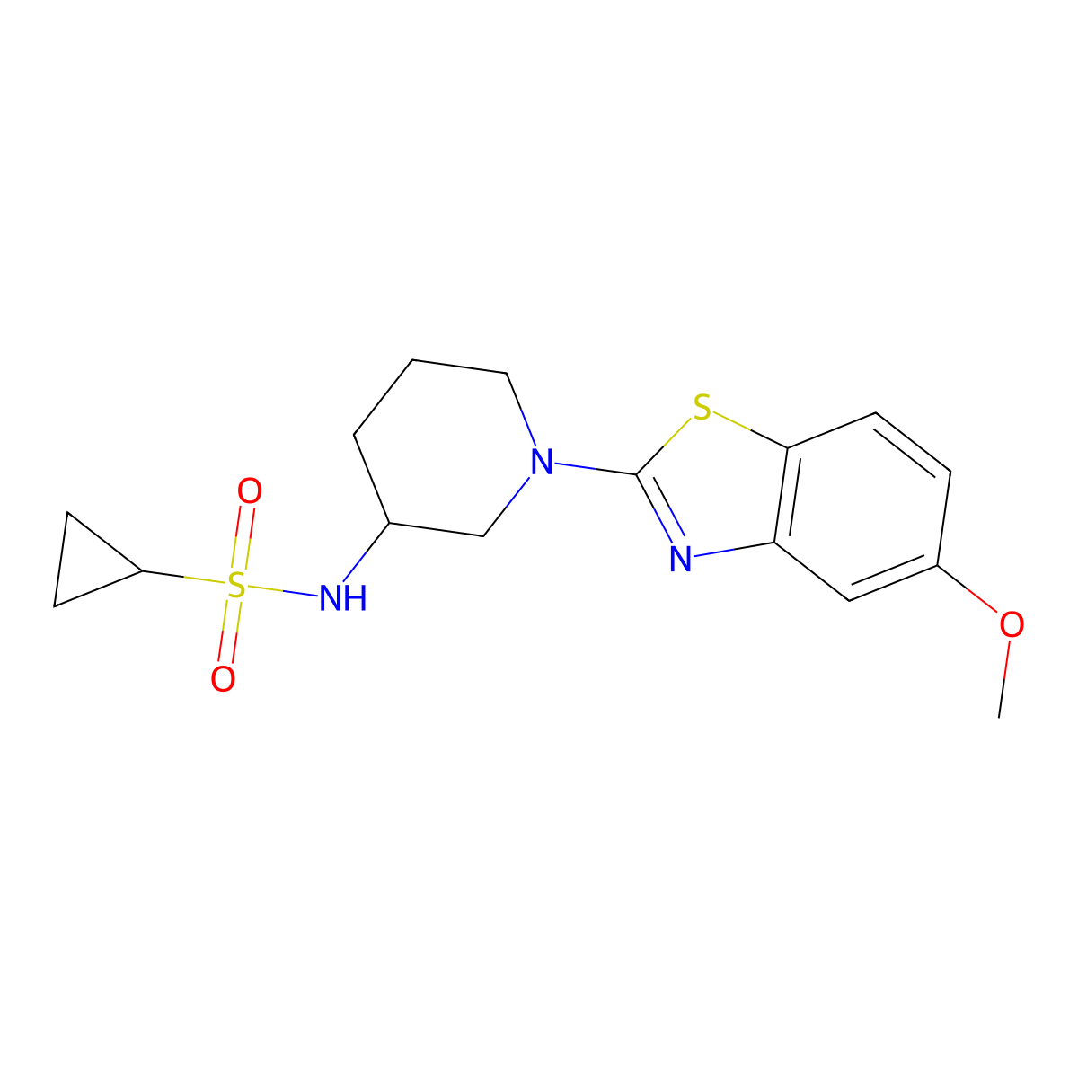 N-[1-(5-methoxy-1,3-benzothiazol-2-yl)piperidin-3-yl]cyclopropanesulfonamide molecular structure, CAS 2640865-57-0