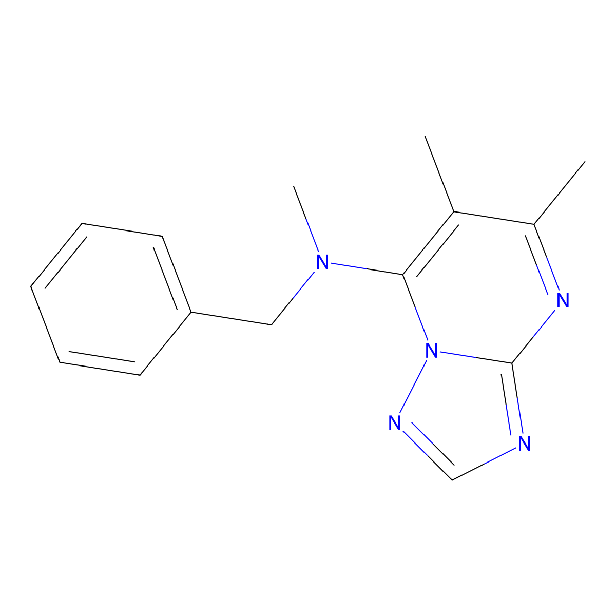 N-benzyl-N,5,6-trimethyl-[1,2,4]triazolo[1,5-a]pyrimidin-7-amine molecular structure, CAS 2640865-79-6