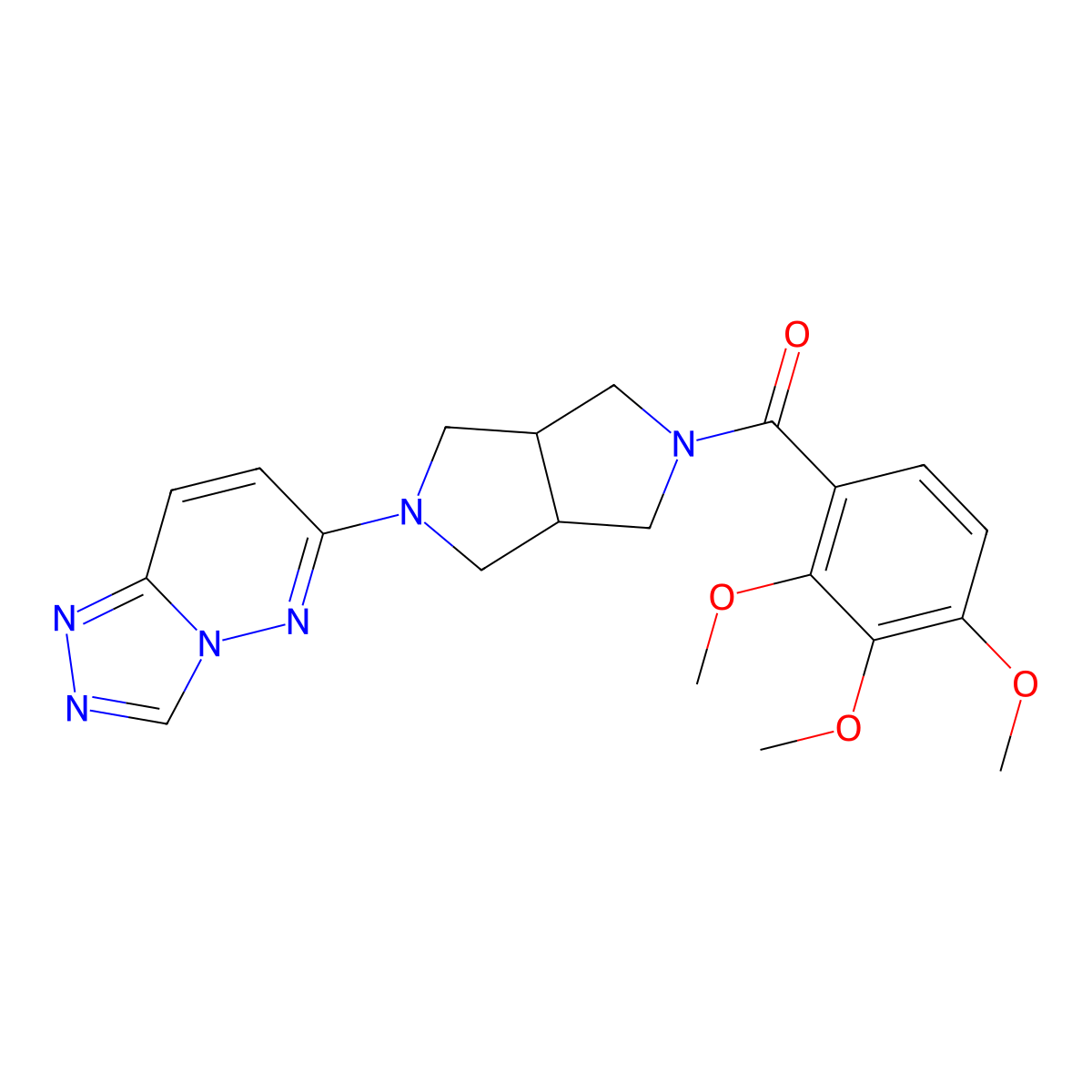 2-{[1,2,4]Triazolo[4,3-b]pyridazin-6-yl}-5-(2,3,4-trimethoxybenzoyl)-octahydropyrrolo[3,4-c]pyrrole molecular structure, CAS 2640865-80-9