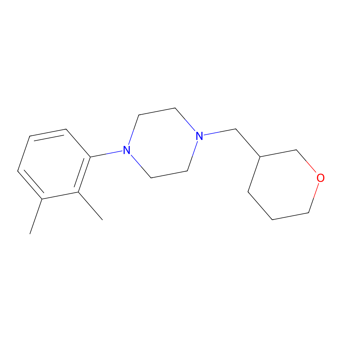 1-(2,3-Dimethylphenyl)-4-[(oxan-3-yl)methyl]piperazine molecular structure, CAS 2640865-81-0