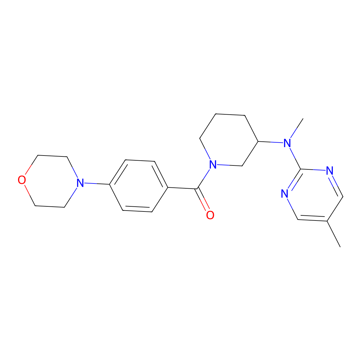 N,5-dimethyl-N-{1-[4-(morpholin-4-yl)benzoyl]piperidin-3-yl}pyrimidin-2-amine molecular structure, CAS 2640865-82-1
