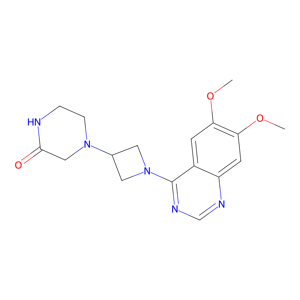 4-[1-(6,7-Dimethoxyquinazolin-4-yl)azetidin-3-yl]piperazin-2-one molecular structure, CAS 2640865-88-7