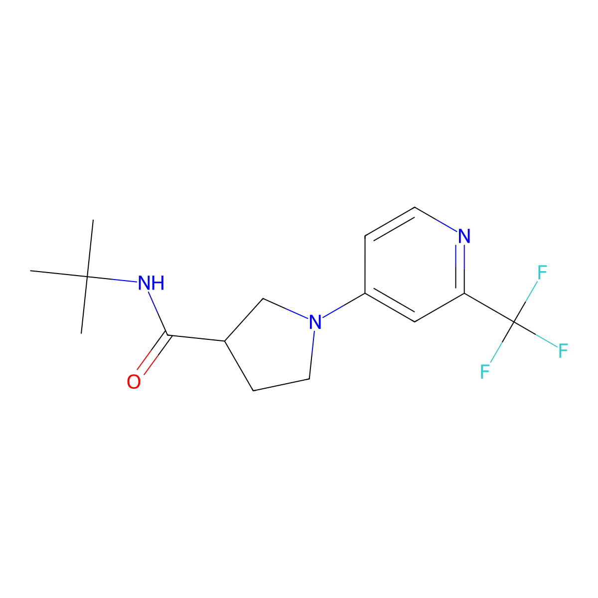 N-tert-butyl-1-[2-(trifluoromethyl)pyridin-4-yl]pyrrolidine-3-carboxamide molecular structure, CAS 2640865-92-3