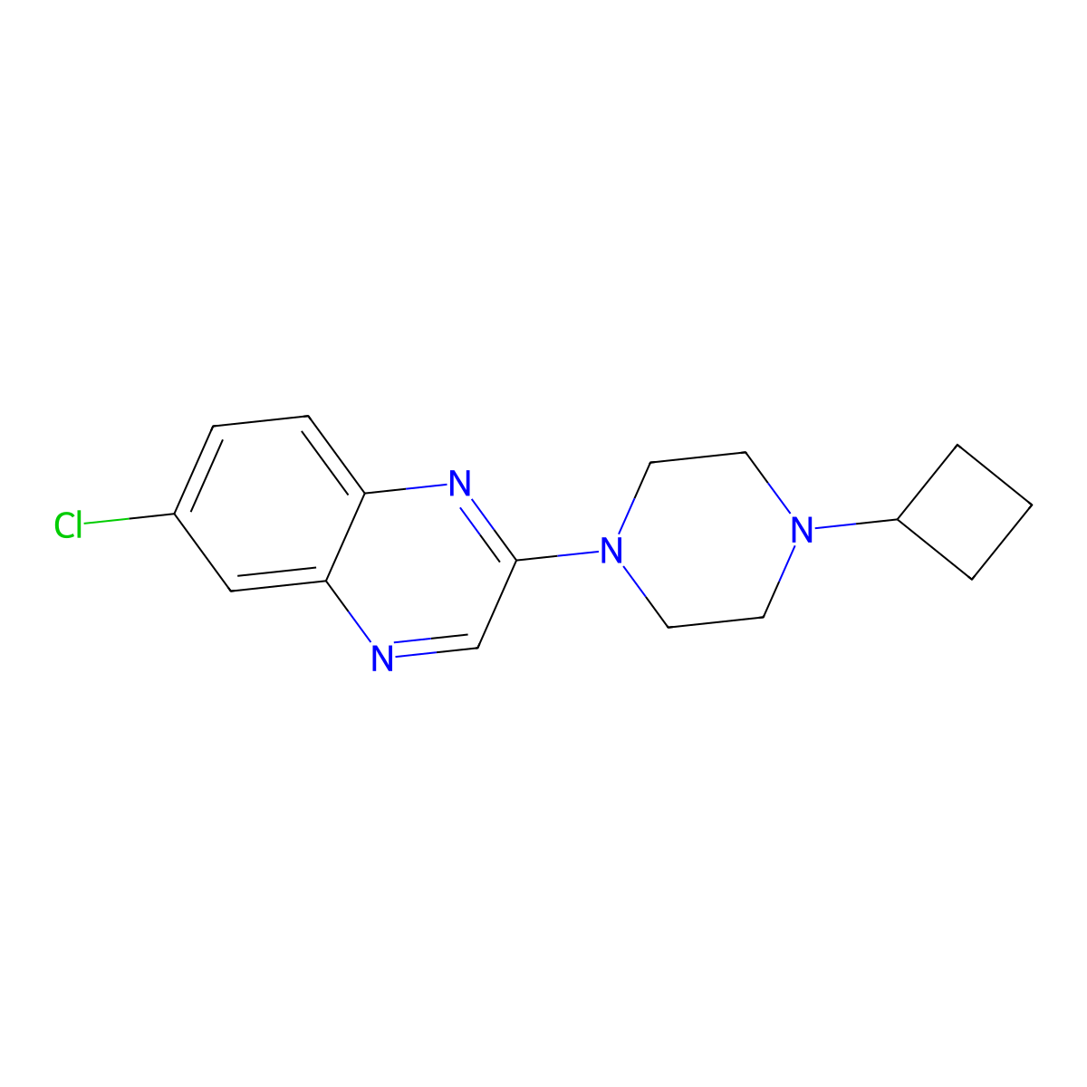 6-Chloro-2-(4-cyclobutylpiperazin-1-yl)quinoxaline molecular structure, CAS 2640865-96-7