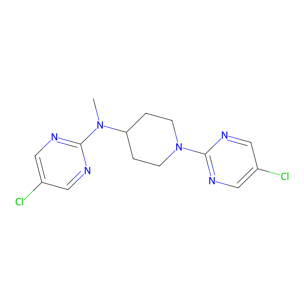 5-chloro-N-[1-(5-chloropyrimidin-2-yl)piperidin-4-yl]-N-methylpyrimidin-2-amine molecular structure, CAS 2640866-00-6
