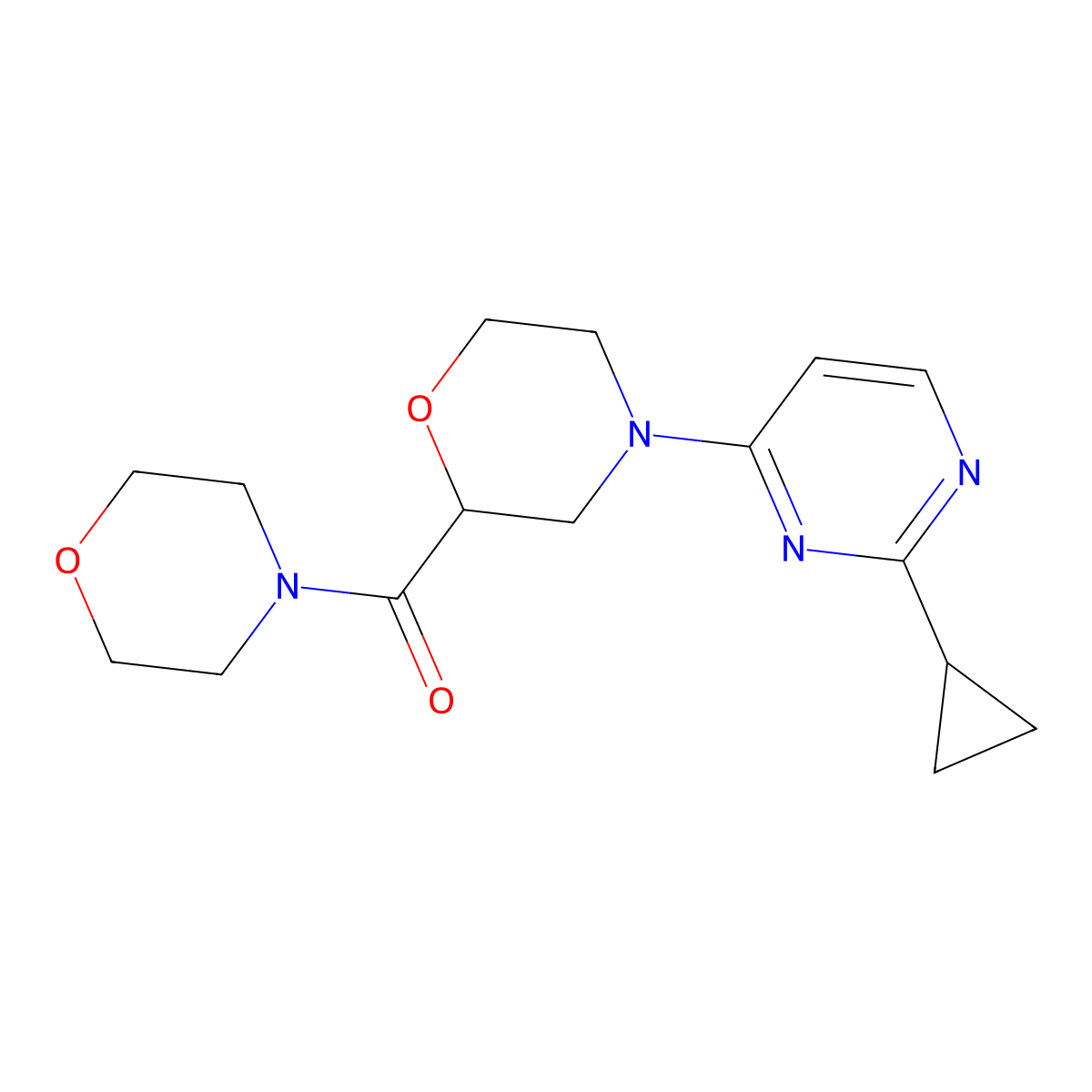 4-(2-Cyclopropylpyrimidin-4-yl)-2-(morpholine-4-carbonyl)morpholine molecular structure, CAS 2640866-02-8
