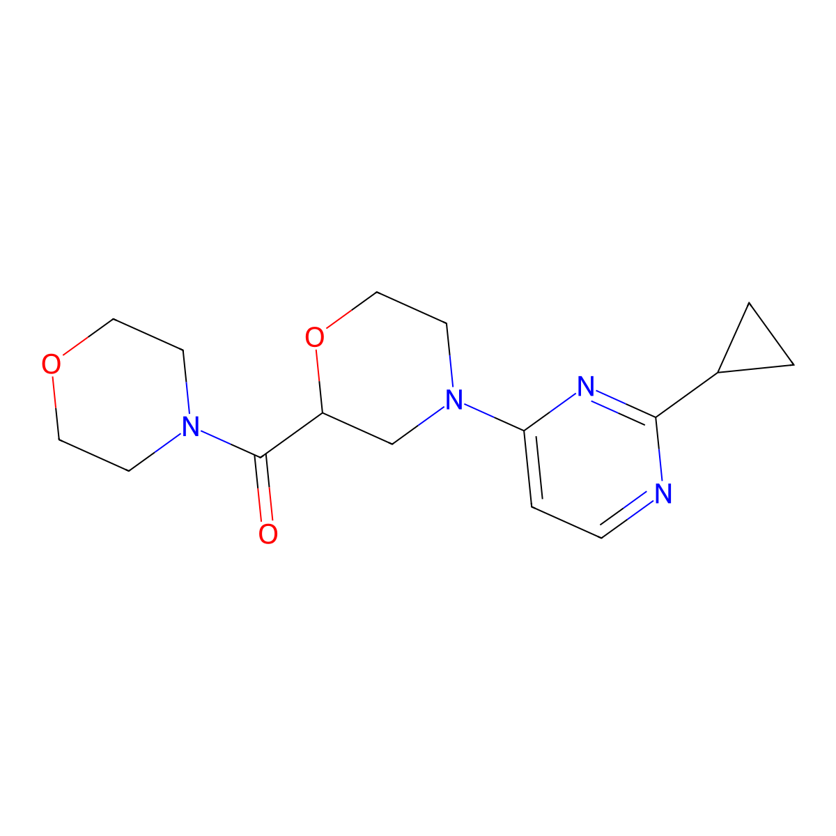 4-(2-Cyclopropylpyrimidin-4-yl)-2-(morpholine-4-carbonyl)morpholine molecular structure, CAS 2640866-02-8