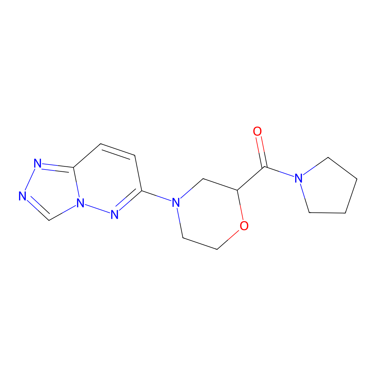 2-(Pyrrolidine-1-carbonyl)-4-{[1,2,4]triazolo[4,3-b]pyridazin-6-yl}morpholine molecular structure, CAS 2640866-03-9