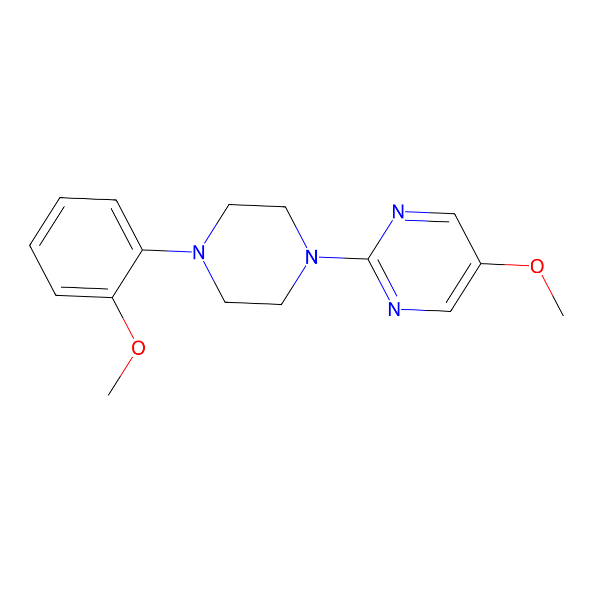 5-Methoxy-2-[4-(2-methoxyphenyl)piperazin-1-yl]pyrimidine molecular structure, CAS 2640866-09-5