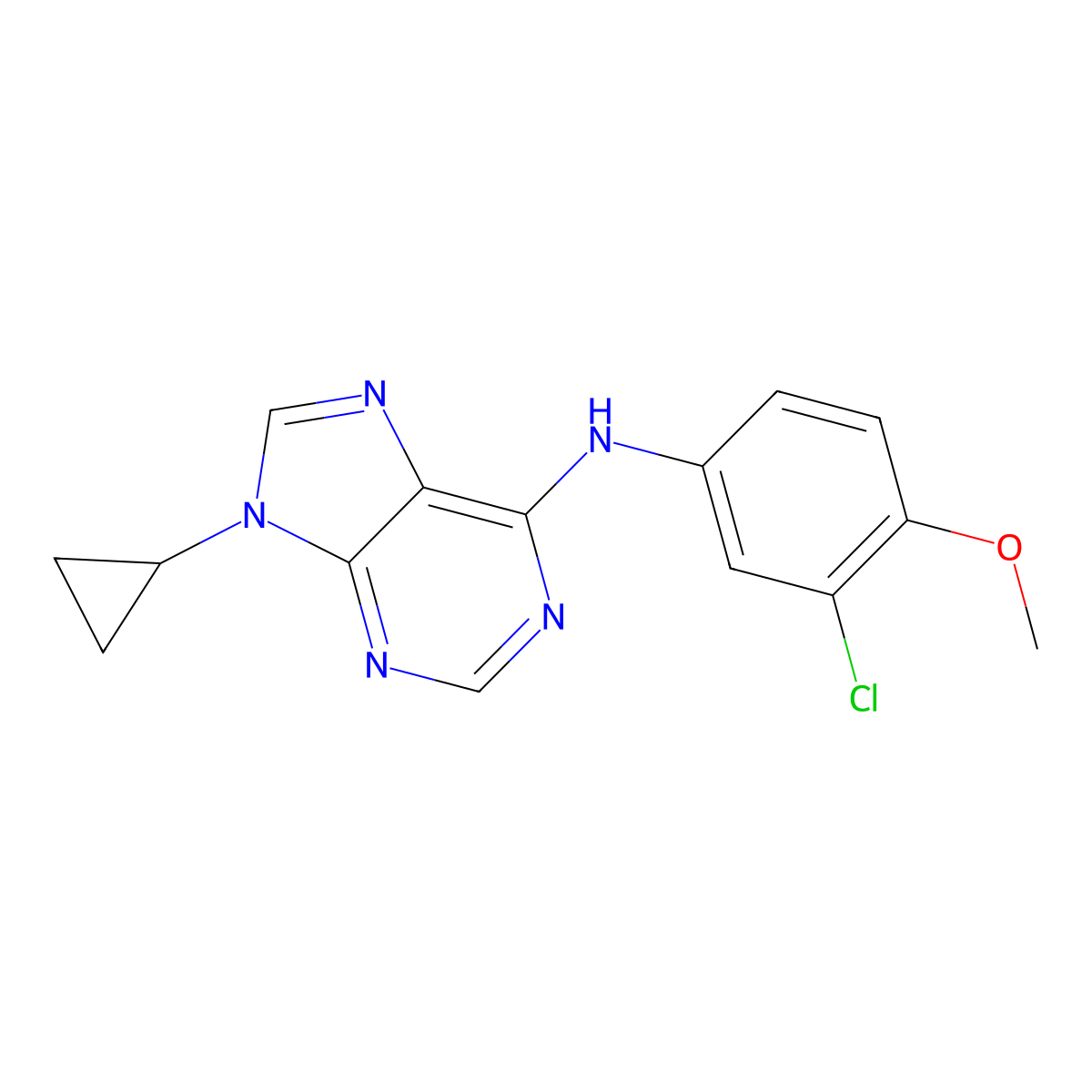 N-(3-chloro-4-methoxyphenyl)-9-cyclopropyl-9H-purin-6-amine molecular structure, CAS 2640866-10-8
