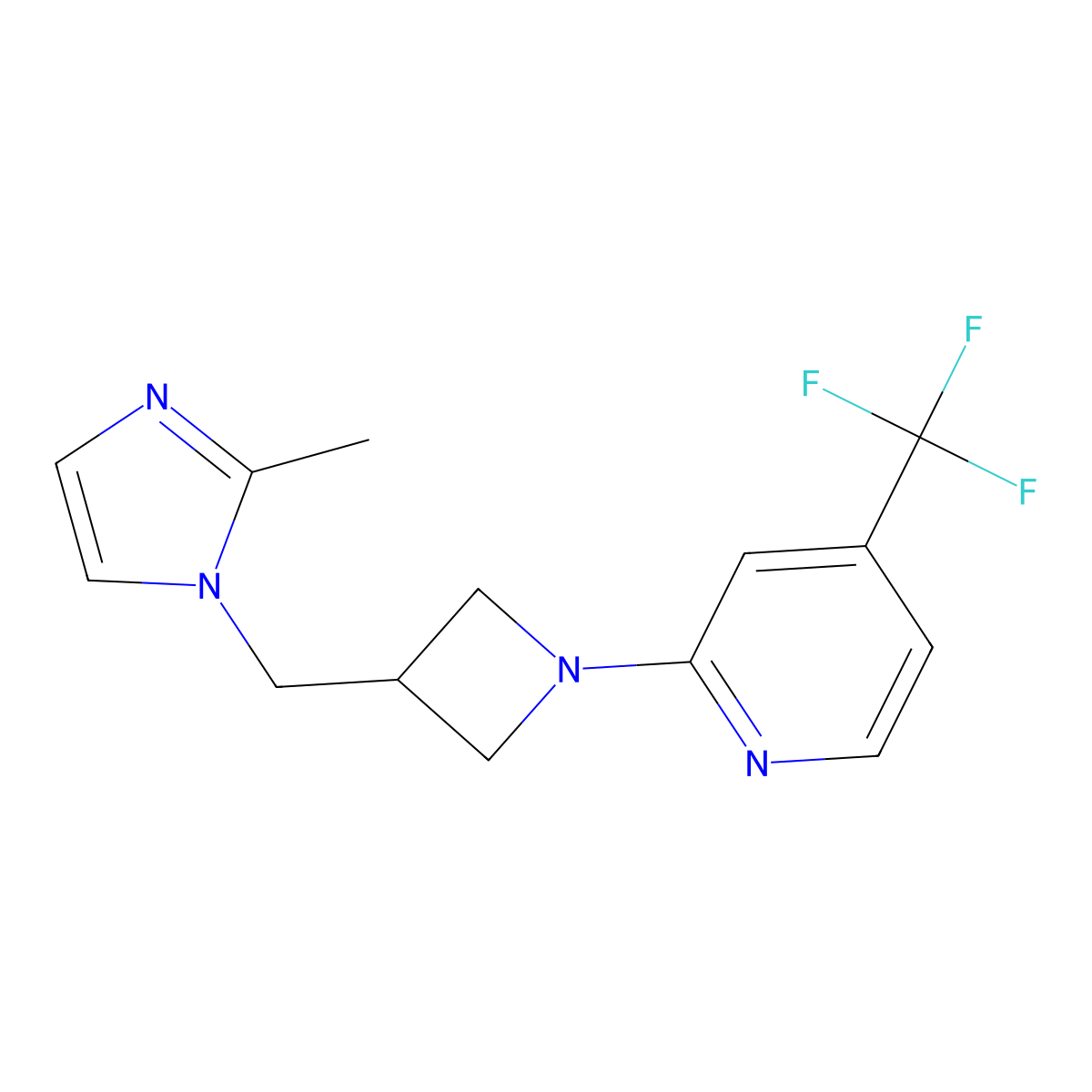 2-{3-[(2-methyl-1H-imidazol-1-yl)methyl]azetidin-1-yl}-4-(trifluoromethyl)pyridine molecular structure, CAS 2640866-12-0