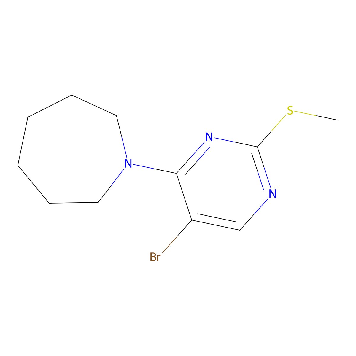 1-[5-Bromo-2-(methylsulfanyl)pyrimidin-4-yl]azepane molecular structure, CAS 2640866-17-5